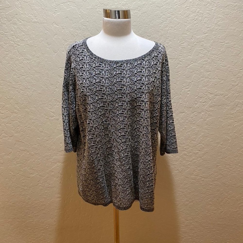 Eileen Fisher black with white stitching tunic XL